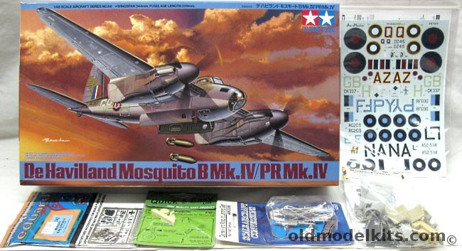Tamiya 1/48 Mosquito B Mk.IV / PR Mk.IV + Eduard PE / SAC Metal Landing Gear / Cutting Edge Super Detail Cockpit Set / CMK Tailwheel & Strut / AeroMaster Decals, 61066 plastic model kit